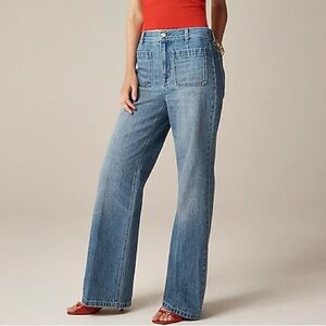NWT Rouje X J.Crew Marin High Rise Flare Jean Size 27 Patch Pocket Denim CN457